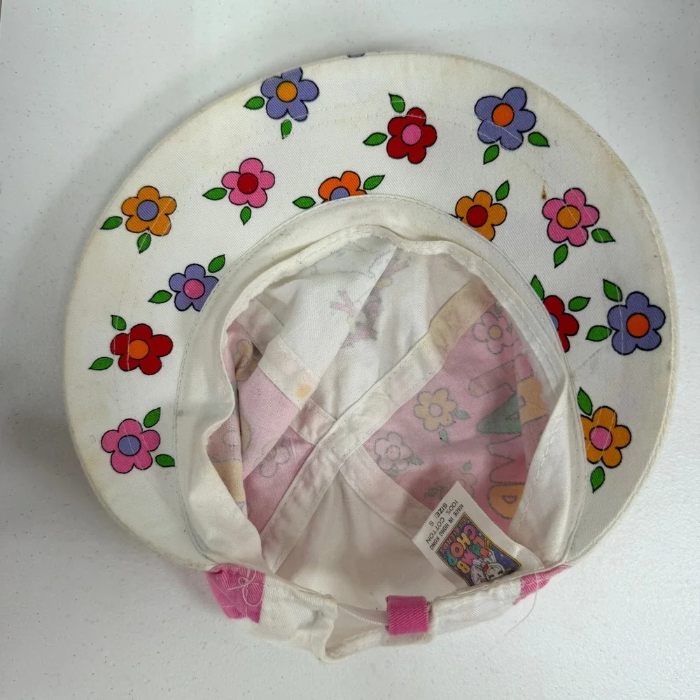 Lamb Chop & Friends Size S Hat 1993 Shari Lewis Vintage Floral Pink White Cap
